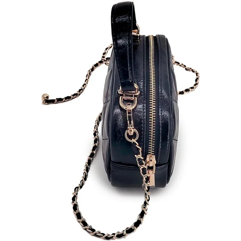 Genuine Leather Crossbody Bag Small Compact Adjustable Chain for Women